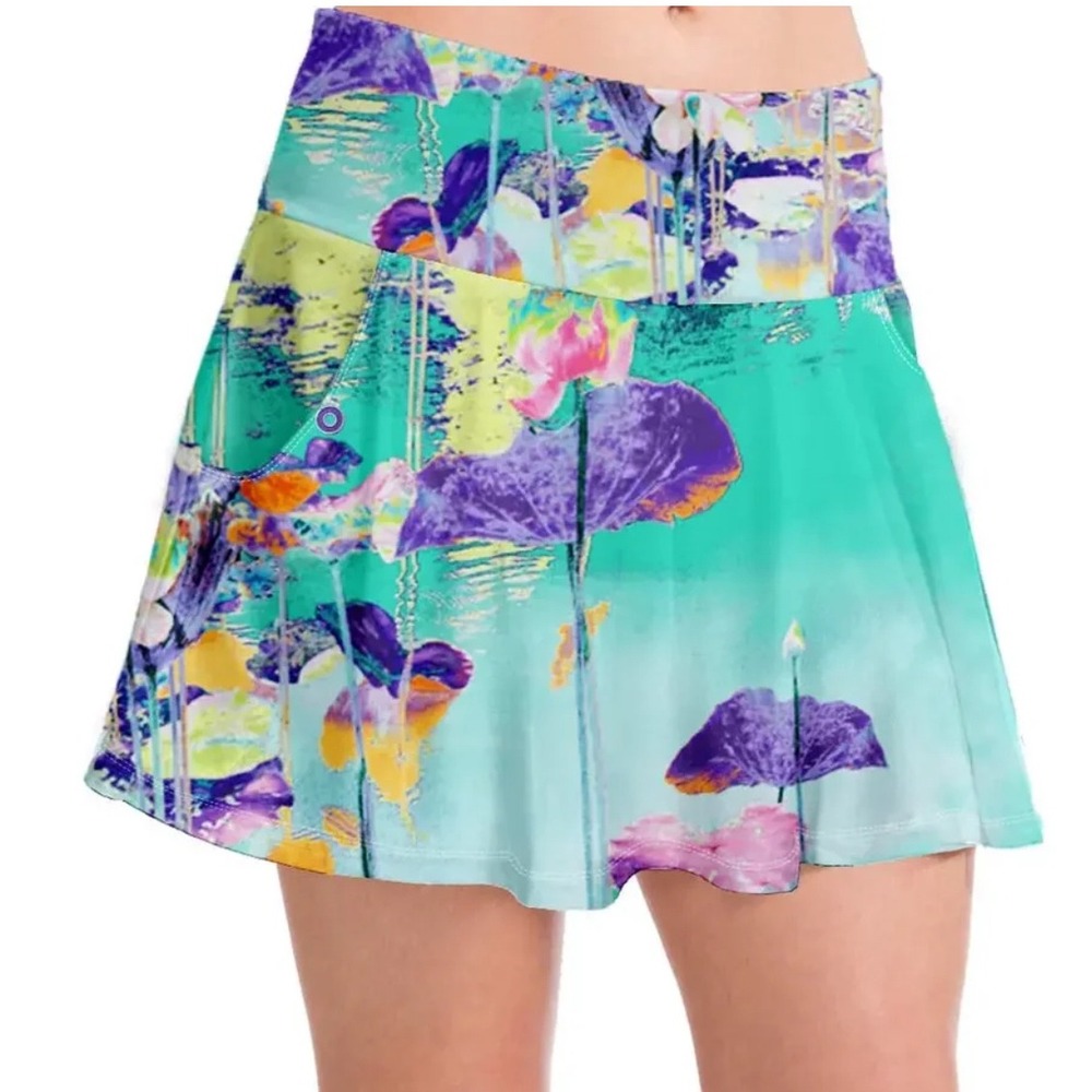 Jamie Sadock Teal Pink Artistic Floral Print Sporty‎ Golf Skort Women's 6 EUC